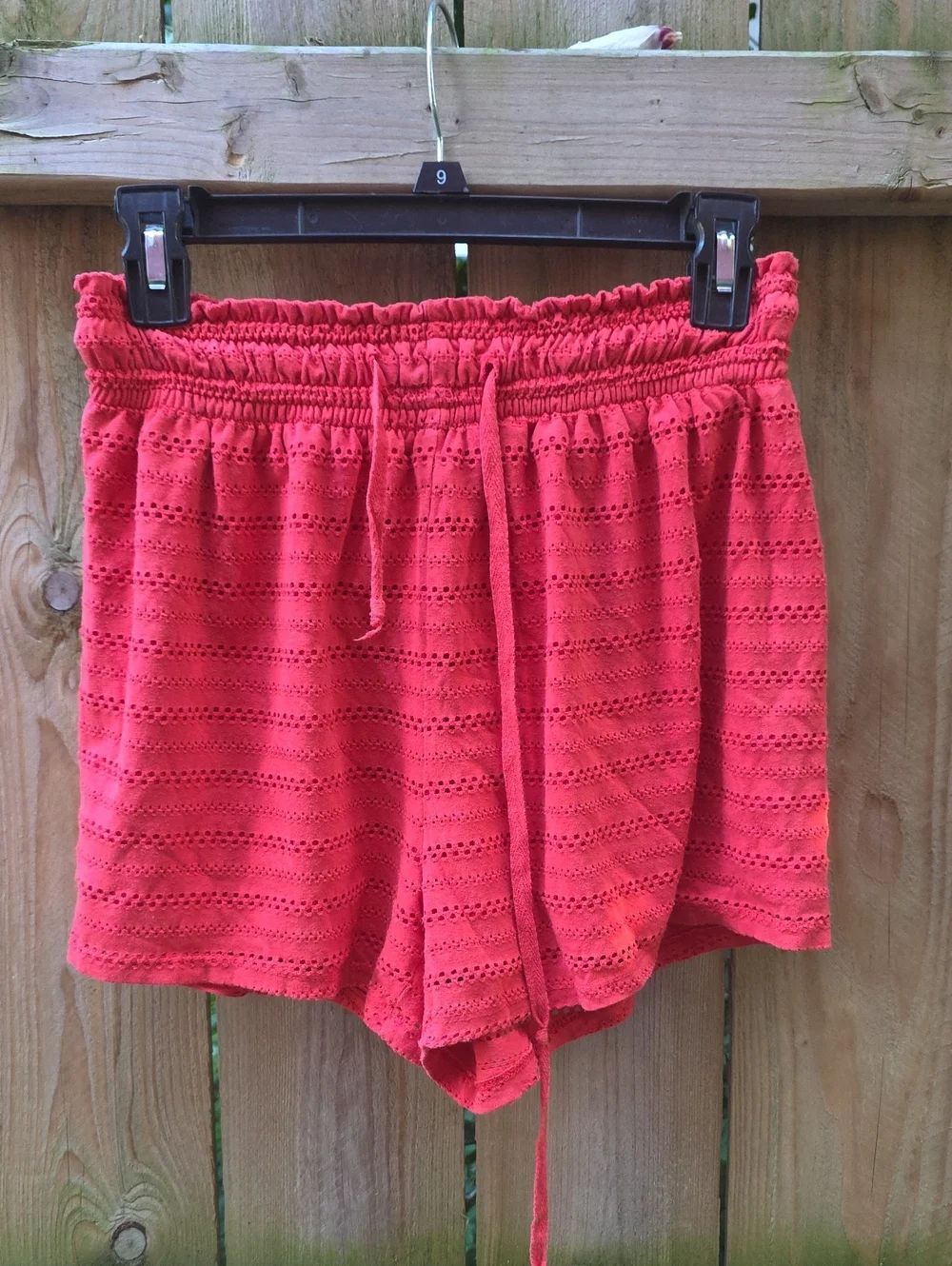 Marilyn Monroe Red Eyelet High-Waist Drawstring Shorts